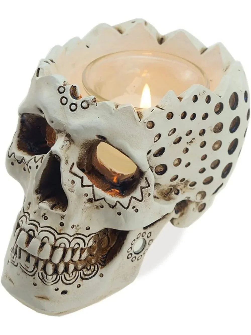 Gothic Skull Candle Holder & Planter - 5.9” Decorative Gift for Home Decor